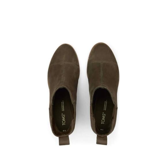 Toms Everly Olive Nubuck Heeled Boot Size 6.5M - Picture 4 of 4